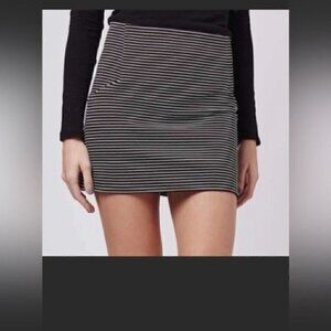 Topshop Black and White Striped Mini Skirt - Pencil Skirt for Women -Beach Skirt